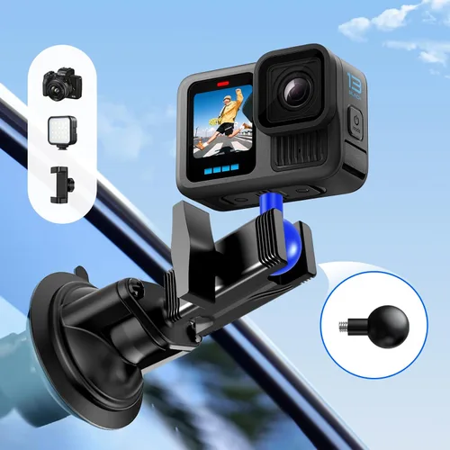 Vista 5 de Adaptador de bola de tamaño B de 1 pulgada a tornillo de 1/4"-20 – Convertidor de montaje de cámara, se adapta a bases de bola estándar de 1