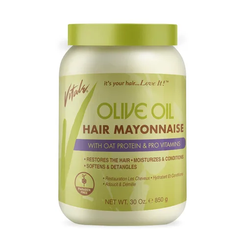 Vista 3 de VITALE Mayonesa de aceite de oliva para el cabello, 8 onzas, con proteína de avena y huevo y vitaminas, buena en color y cabello tratado