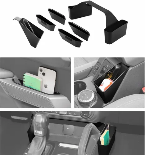 Vista 3 de JWWY Interior Storage Organizer Kit for 2021-2026 Ford Bronco 4-Door, Center Console Gear Shift Armrest & Door Grab Handle Storage Tray Bin
