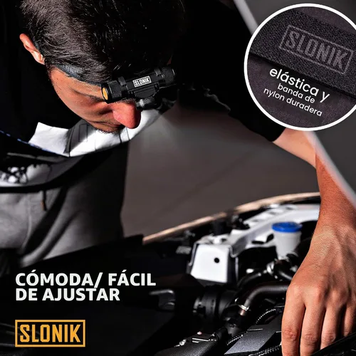 Vista 7 de SLONIK - Linterna frontal recargable ultrabrillante de 500 lúmenes - Luz impermeable IPX8 para correr al aire libre, equipo de senderismo Negro Gen 3