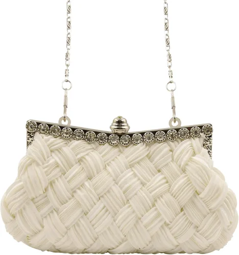 Vista 3 de RARITYUS Bolso de noche para mujer con forma de rosa de satén sedoso con elegante asa de metal para fiesta boda