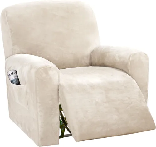 Vista 21 de H.VERSAILTEX Fundas elásticas de terciopelo para sillón reclinable, 6 piezas, fundas para loveseat reclinable de 2 cojines, fundas para sofá