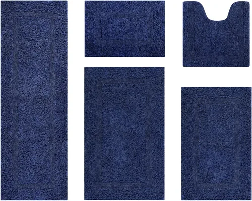 Vista 61 de Better Trends - Juego de 2 alfombras de baño 100% algodón, extra suaves, con borlas, de 17" x 24", alfombra de baño superabsorbente y reversible