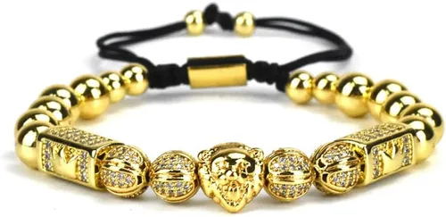 Vista 3 de Pulseras de tenis para mujer, pulsera ajustable con circonita y cabeza de león, pulsera universal ajustable para hombres y mujeres (B)