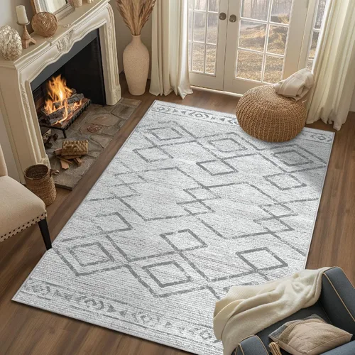 Vista 86 de jinchan - Tapete de pasillo marroquí de 2 x 6 pies con líneas, bohemio, lavable, para cocina, suave, geométrico, de lana sintética, antideslizante