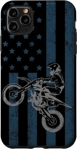 Vista 13 de Dirt Bike US Flag Vintage Motocross Racing Case for iPhone 17