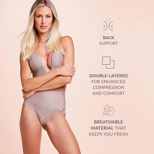 Vista 3 de PLIE - Bragas moldeadoras con purpurina para mujer, doble tela en la zona del vientre, aletas únicas que evitan que el producto se enrolle