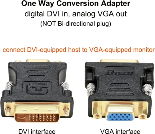 Vista 5 de DTech DVI macho a VGA hembra adaptador de alta velocidad DVI-I24+convertidor de 5 puertos para HDTV, plasma, DVD y proyector