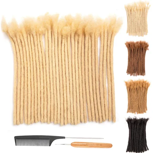 Vista 29 de DAIXI 0.2cm y 0.4cm y 0.6cm y 0.8cm de grosor 4-18 pulgadas 10 hebras extensiones de rastas de cabello humano 100% real para hombres/mujeres