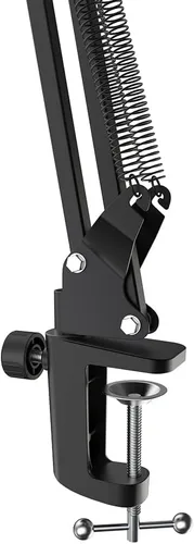 Vista 8 de Soporte de brazo para micrófono FIFINE; soporte de brazo de tijera con suspensión, con abrazadera de gran resistencia, adaptador de 3/8 a 5/8