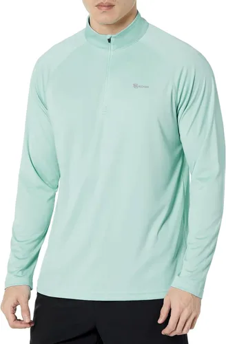 Vista 23 de Men's UPF 50+ Rash Guard 1/4 Zip Stand Collar Swim Shirt Long Sleeve Berry Conservar
