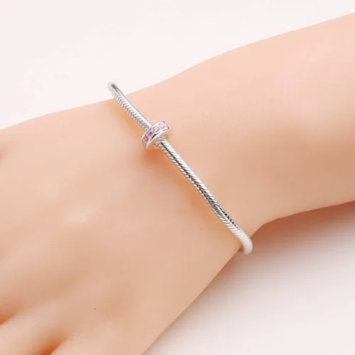 Vista 5 de 925 plata esterlina espaciador encanto grano con CZ transparente para pulseras Pandora Charms