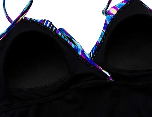 Vista 6 de Hilor Tankini para mujer con volantes fruncidos y cuello en V