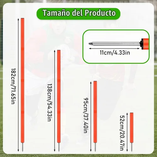 Vista 2 de TOBWOLF 6PCS 6FT Adjustable Soccer Agility Training Poles Naranja (postes verticales u obstáculos horizontales)