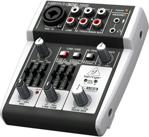 Vista 3 de Behringer XENYX 302USB - Mezclador premium de 5 entradas con preamplificador de micrófono XENYX e interfaz USB/audio