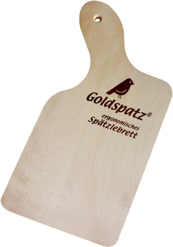 Vista 3 de Goldspatz - Tabla ergonómica Spaetzle y raspador con grabado (Spaetzle-Receta en inglés)