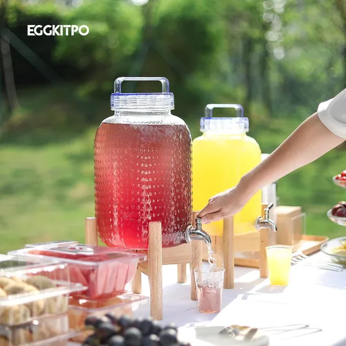 Vista 6 de EGGKITPO Dispensadores de bebidas de 1.5 galones con grifo y elegante soporte para fiestas, dispensador de limonada de policarbonato con soporte