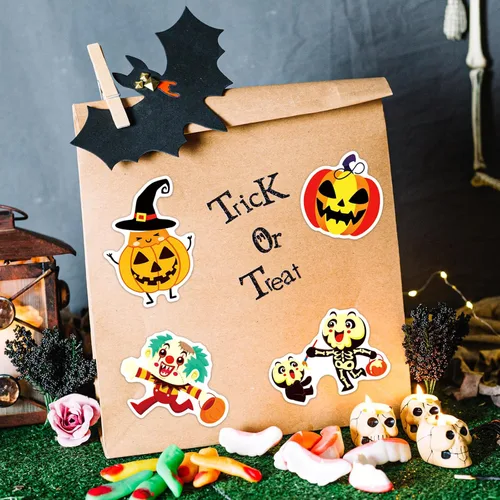 Vista 5 de 200 calcomanías de Halloween para niños y adultos, paquete de calcomanías de vinilo de calabaza para botellas de agua, regalos de fiesta de Halloween