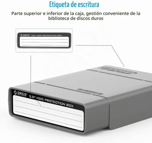 Vista 5 de ORICO PHP35 - Funda protectora para disco duro de 3.5 pulgadas con función antiestática, a prueba de golpes y polvo, estuche de almacenamiento