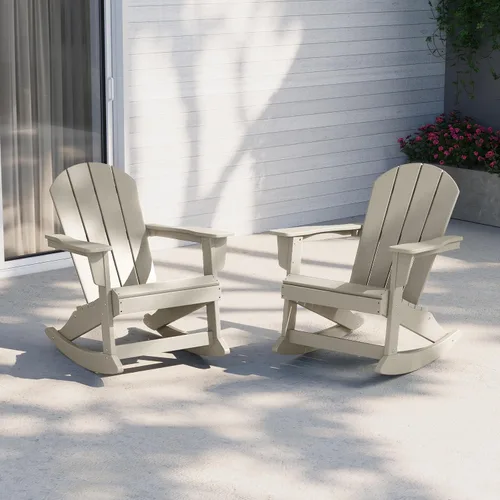 Vista 124 de WestinTrends Silla mecedora Malibu de poliéster para exterior/patio Adirondack, Negra