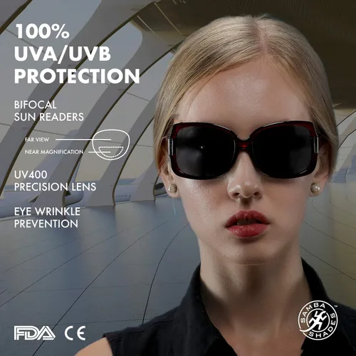 Vista 2 de SAMBA SHADES Lentes de sol bifocales integrados para lectura Jackie O Fashion Reader