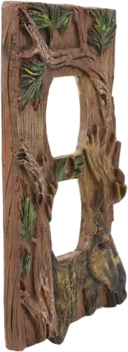 Vista 2 de Ebros - Juego de 2 platos de pared con cubierta eléctrica de ciervo y ciervo, alce rústico de bosque rústico pintado a mano, decoración occidental