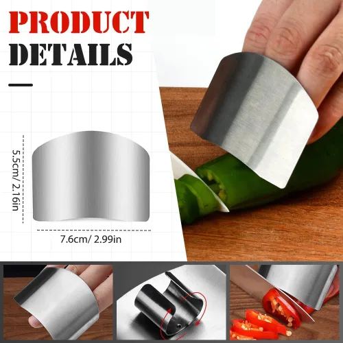 Vista 4 de Protector de dedos de acero inoxidable, protector de dedos mejorado 2025 para cortar alimentos, herramienta segura para cortar, cortar en cubitos