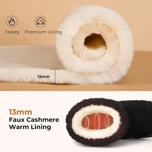 Vista 3 de HomeTop Pantuflas para botas de mujer con espuma viscoelástica cálida, para interiores y exteriores, con suela de goma