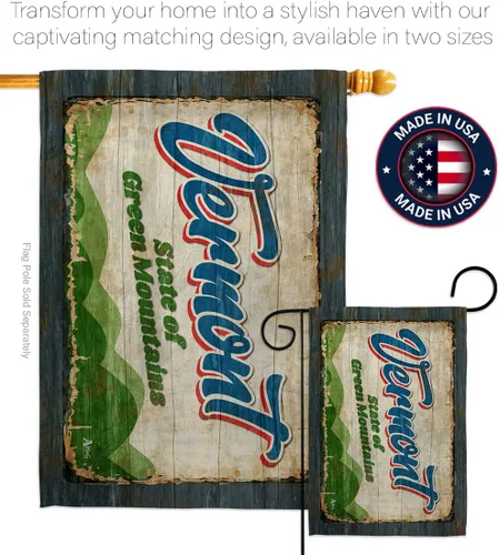 Vista 4 de Americana Home & Garden Vermont Vintage House Flag Pack Regional States American Territories Republic Country Particular Area Support Our Troops