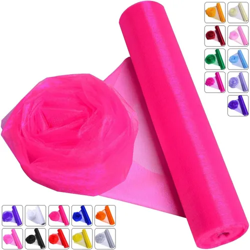 Vista 18 de Tela de Organza de Cristal Tul - 16" por 50 Yardas Tela Transparente para Decoración de Fiestas de Boda Despedida de Soltera Tutú Rollo de Malla