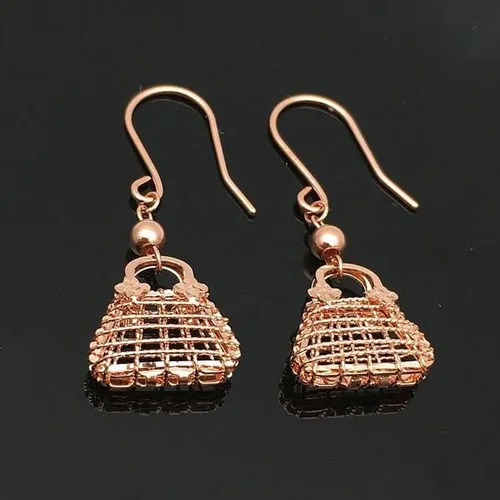 Vista 2 de SAGEKING 2024 New 585 Purple Gold Plated 14K Rose Gold Exquisite Line Geometric Earrings For Women Unique Charm Sparkling Luxury Party Jewelry