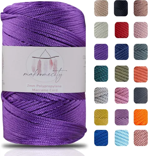 Vista 54 de Makromecity, Cordón de macramé de poliéster de 2 mm x 250 yardas (750 pies) Cordón de macramé de 2 mm de polipropileno para arte y manualidades