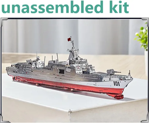 Vista 3 de TECKEEN 1: 1000 kits de barco de metal 3D C22210 055 modelo de destructor simulación buque de combate militar Exposición de ciencia