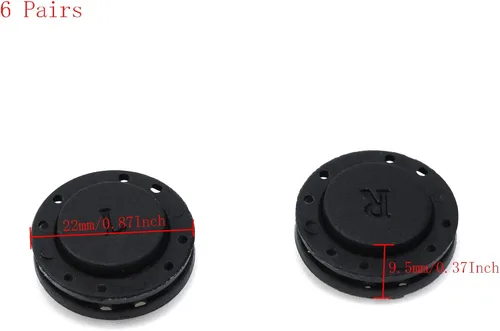 Vista 2 de 6 botones magnéticos para ropa ocultos, color negro, hebilla cortavientos de nailon para capa (0.87 pulgadas)
