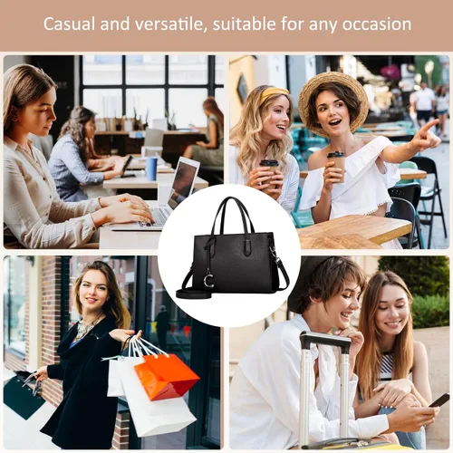 Vista 7 de NICOLE & DORIS Bolsos de mujer elegantes con asa superior para mujer, bolsos de hombro de piel sintética impermeable