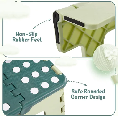 Vista 6 de ACSTEP Taburete plegable de 9 pulgadas, capacidad de 300 libras, taburetes plegables de plástico para niños y adultos, taburete plegable adecuado