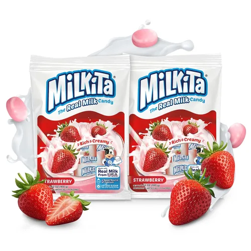 Vista 15 de Milkita Caramelo cremoso de leche de plátano – Dulces saludables bajos en azúcar con leche real para niños y adultos – Caramelos sin grasa y sin