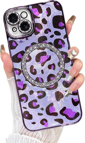 Vista 25 de Fiyart Diseñado para iPhone 16 Pro Max, Funda Compatible con MagSafe, Estampado de Guepardo, Placa de Protección de Cámara, Magnético, Brillante