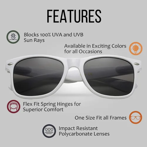 Vista 3 de Got Shades Wholesale Bulk Unisex 80's Retro 100% UV Sunglasses for Adults - 10 Pack - wFlex Hinges