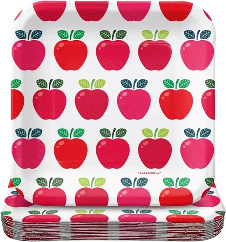 Vista 29 de HOME & HOOPLA Suministros para fiestas de los 80 - Platos de postre de papel cuadrados con íconos totalmente geniales de los años 1980 para 16