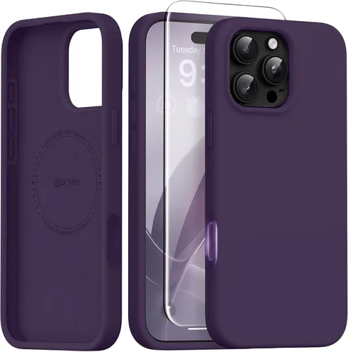 Vista 229 de GONEZ Funda magnética para iPhone 12 Case / 12 Pro Case, compatible con MagSafe, [protector de pantalla + protector de lente de cámara], funda