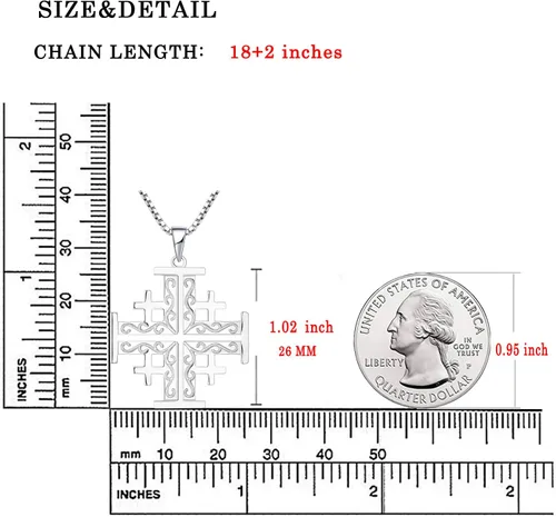 Vista 6 de YL Jerusalén Cruz Colgante Collar Cruzados Masón Joyería Religiosa Charm