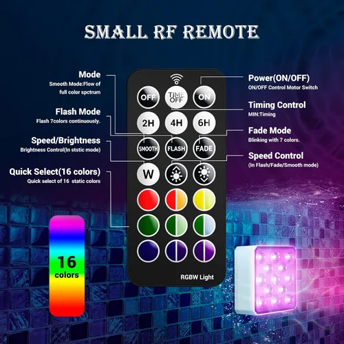 Vista 8 de LOFTEK Luces LED sumergibles con control remoto, recargable, cambio de color RGB, luz impermeable para piscina, base de jarrón, spa, acuario