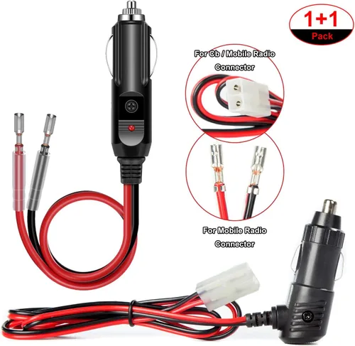 Vista 3 de LUITON Adaptador de corriente de radio Cb de 2 pines, enchufe de alimentación de repuesto fusionado de 12 V con cables, adaptador de corriente