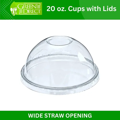 Vista 3 de Green Direct Vasos de plástico desechables transparentes de 20 onzas con tapas, café helado, tazas de té Boba de burbujas para bebidas frías