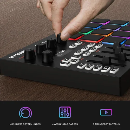 Vista 3 de EMP16 Bluetooth MIDI Beat Pad + EMK-25 USB MIDI teclado Contoller Bundle