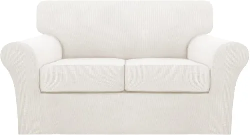 Vista 113 de Turquoize 2 fundas para sillas de sala de estar, funda de sofá con fundas de cojín individuales, funda de muebles para sillas (silla, beige biscotti)