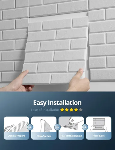 Vista 8 de Paneles acústicos para paredes, Panel de absorción de sonido con patrón de ladrillo, adhesivo para pegar y quitar, para techo, puerta, pared