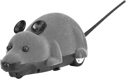 Vista 6 de Juguete de control remoto para gatos, juguete electrónico de rata para gatito, divertido simulación de persecución, juguetes de animales, regalo Gris