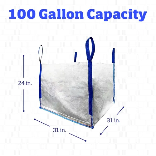 Vista 7 de DURASACK Bolsas de basura resistentes para constructores, 378 l, blancas, tejidas, de polipropileno, para demolición y construcción, con capacidad